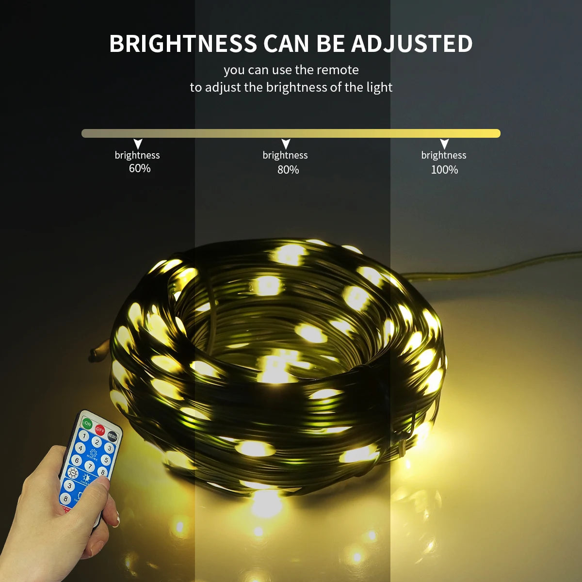LED Solar Fairy Lights 100M Christmas Lights Waterproof Outdoor Garland Light House