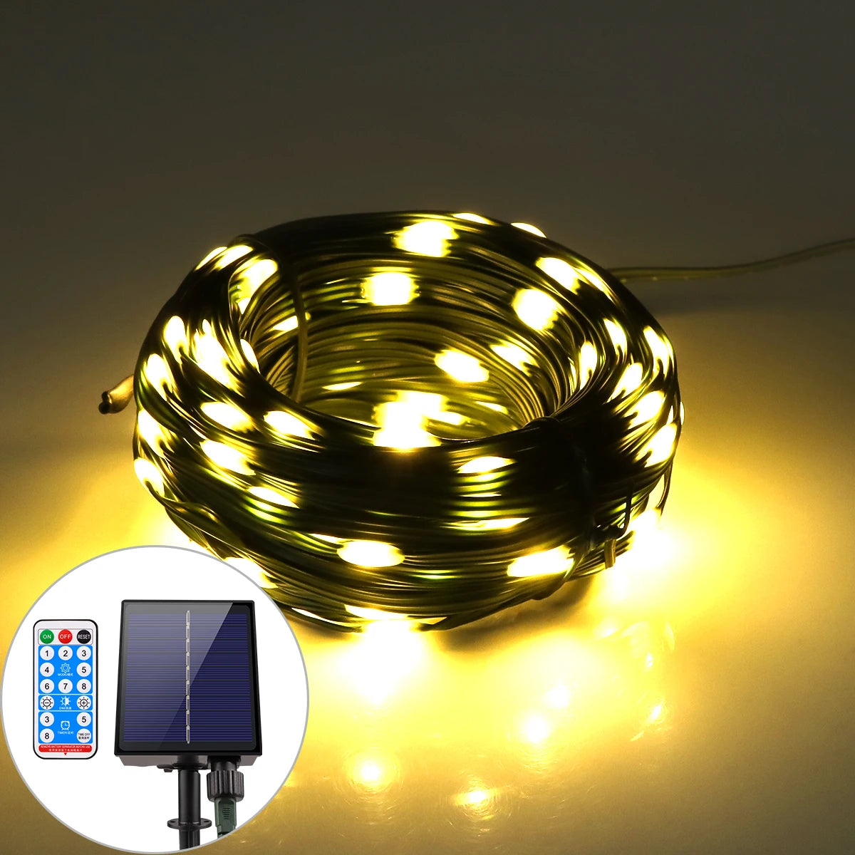 LED Solar Fairy Lights 100M Christmas Lights Waterproof Outdoor Garland Light House