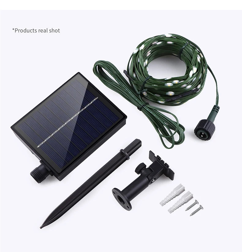 LED Solar Fairy Lights 100M Christmas Lights Waterproof Outdoor Garland Light House