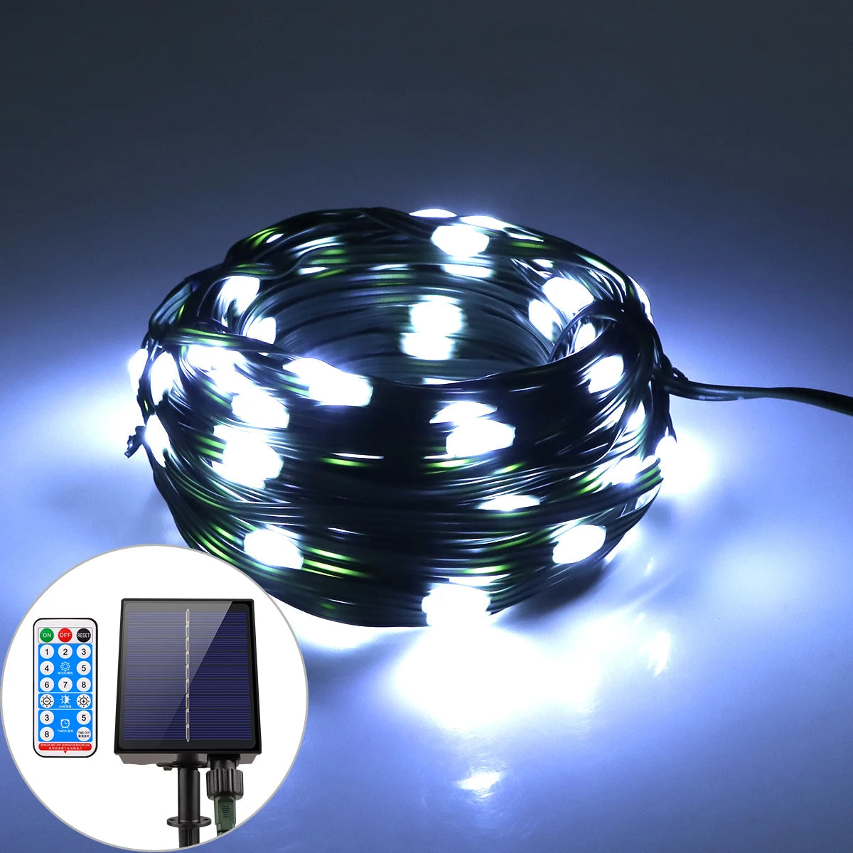 LED Solar Fairy Lights 100M Christmas Lights Waterproof Outdoor Garland Light House