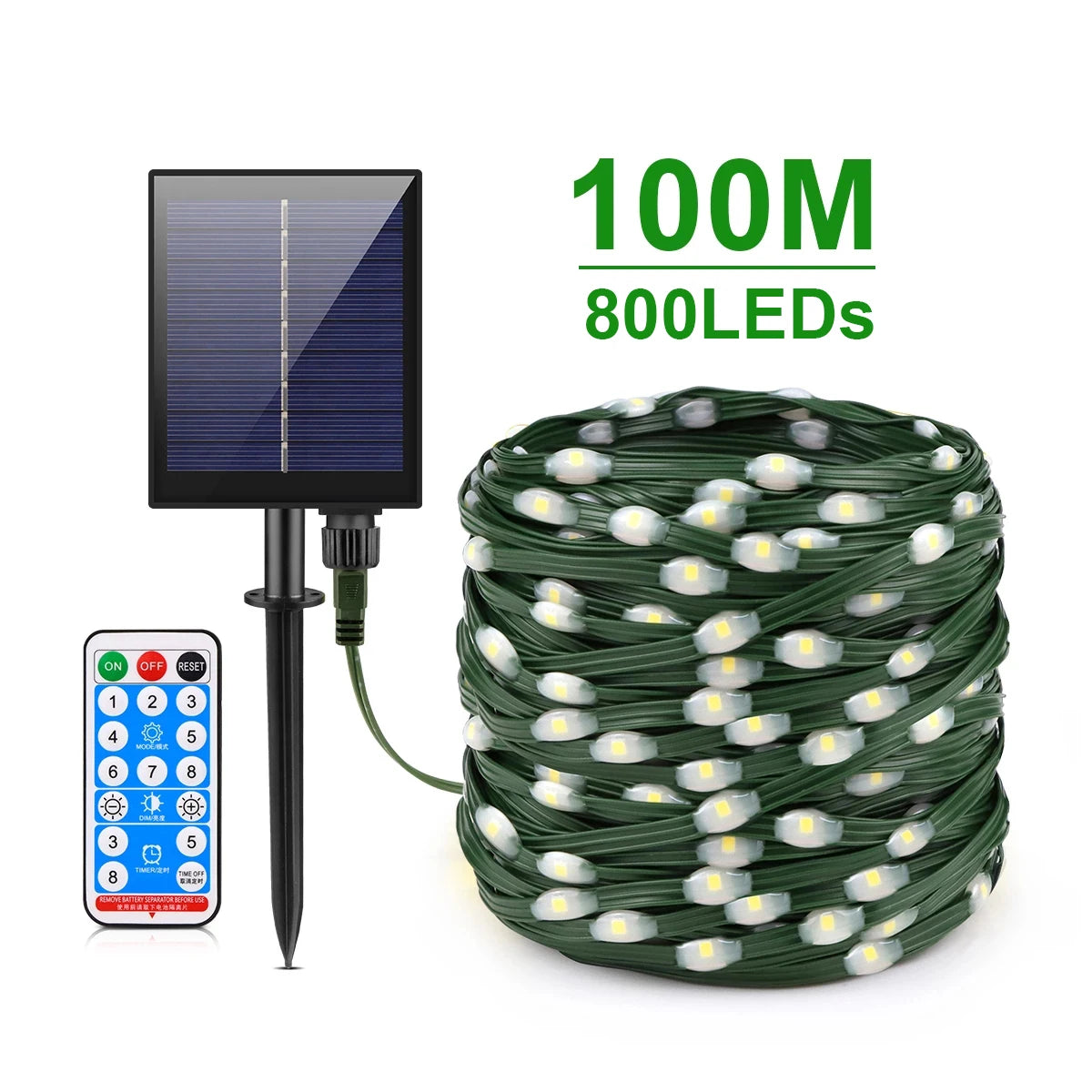 LED Solar Fairy Lights 100M Christmas Lights Waterproof Outdoor Garland Light House