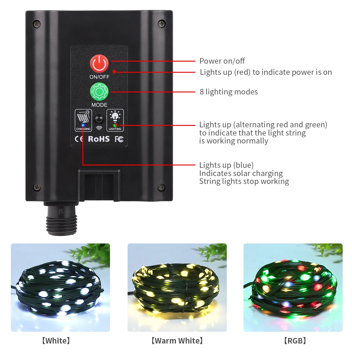 LED Solar Fairy Lights 100M Christmas Lights Waterproof Outdoor Garland Light House