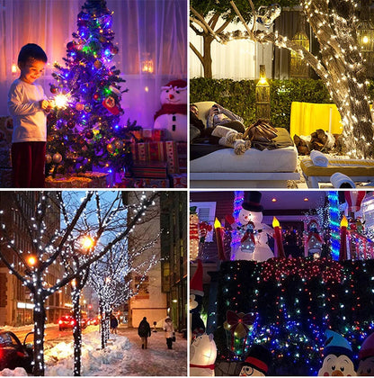 LED Solar Fairy Lights 100M Christmas Lights Waterproof Outdoor Garland Light House