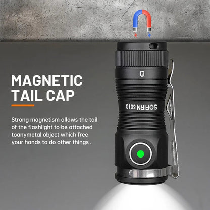 Mini Flashlight LED 1300lm with Magnetic Light House