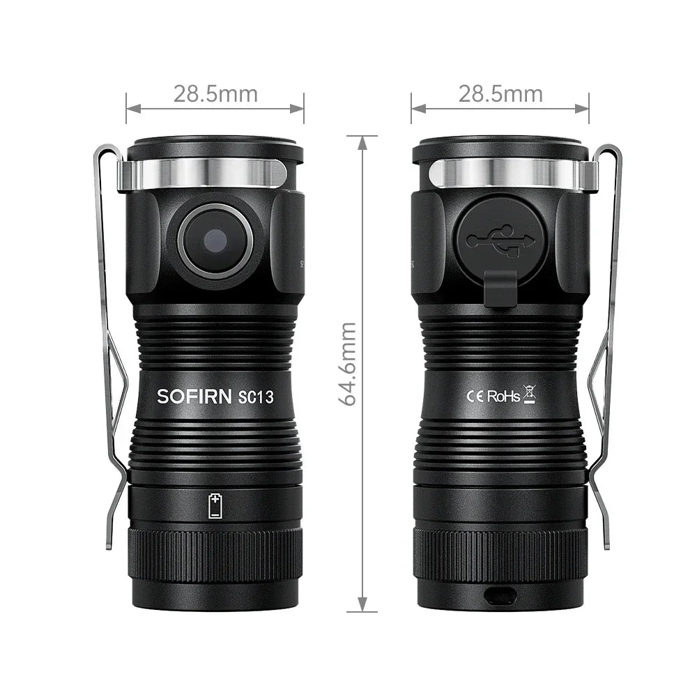 Mini Flashlight LED 1300lm with Magnetic Light House