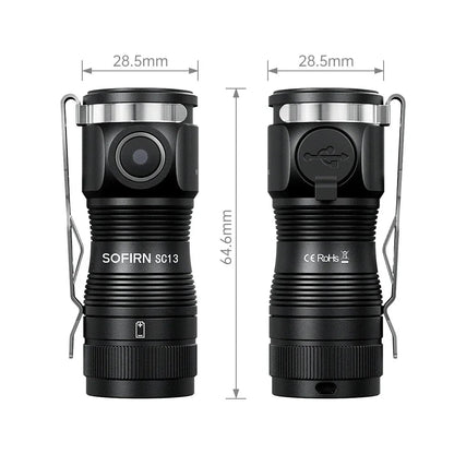 Mini Flashlight LED 1300lm with Magnetic Light House