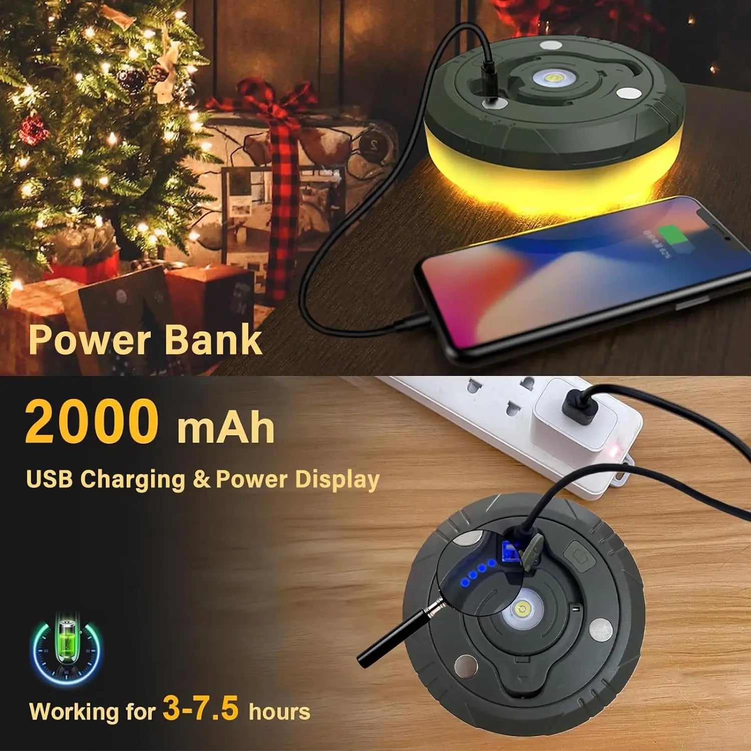 2-in-1 Camping Light LED Reel String Lights Light House