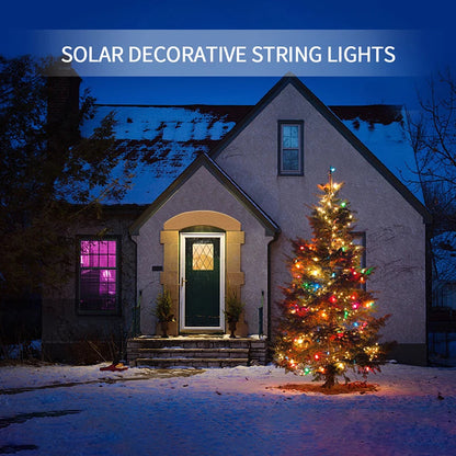 LED Solar Fairy Lights 100M Christmas Lights Waterproof Outdoor Garland Light House