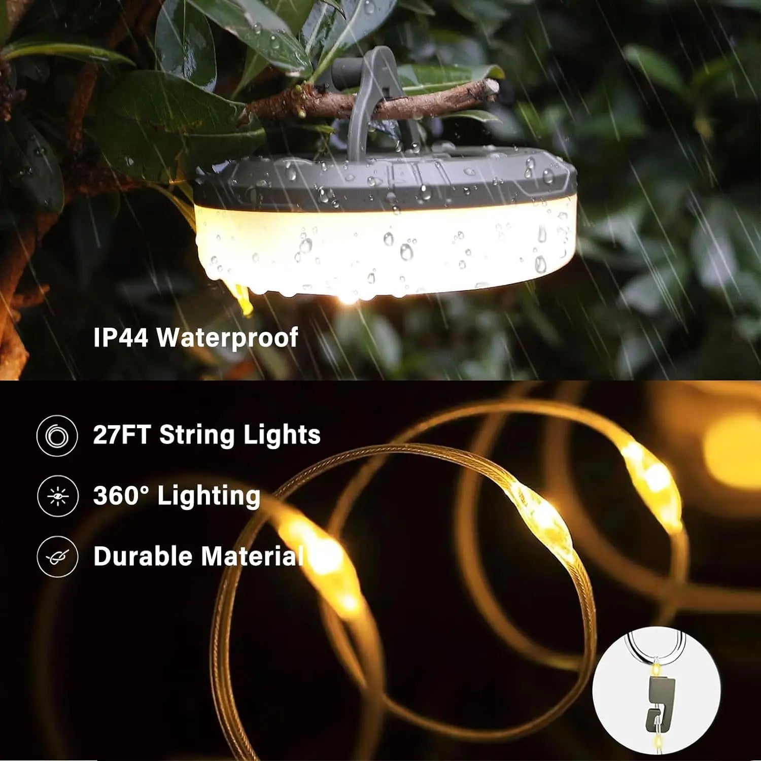 2-in-1 Camping Light LED Reel String Lights Light House
