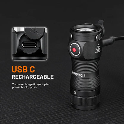 Mini Flashlight LED 1300lm with Magnetic Light House