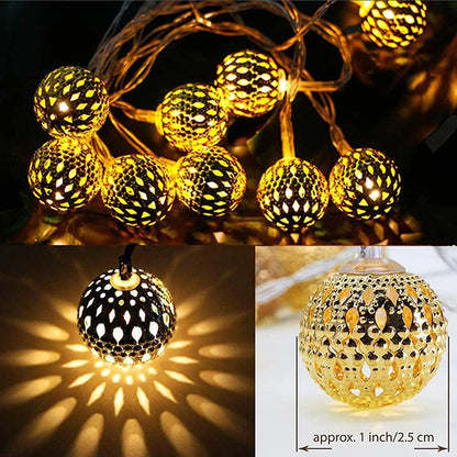 Moroccan Ball Solar String Lights - Light House