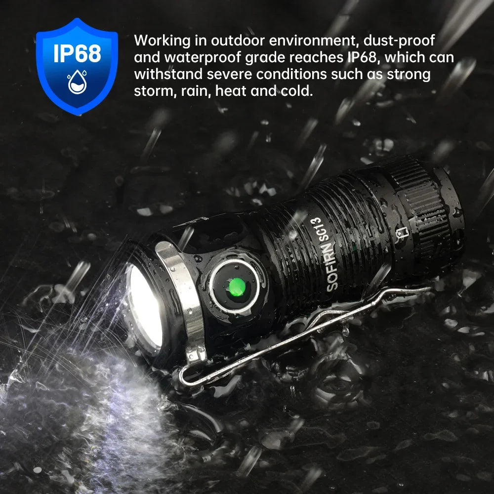 Mini Flashlight LED 1300lm with Magnetic Light House