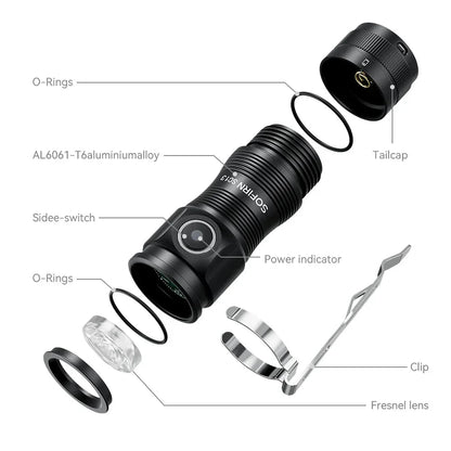 Mini Flashlight LED 1300lm with Magnetic Light House